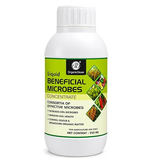 OrganicDews Liquid Beneficial Microbial Concentrate – Consortia of Soil-Enriching Microbes & Soil Activator – Compost Accelerator for Gardening & Farming – Supports Soil Health & Plant Growth