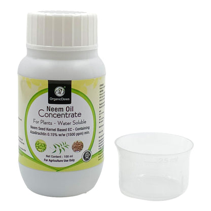 OrganicDews Neem Oil 1500 PPM (Water Soluble) Concentrate for Plants with Measuring Cup 25 ml - Controls Garden Insects and Fungus