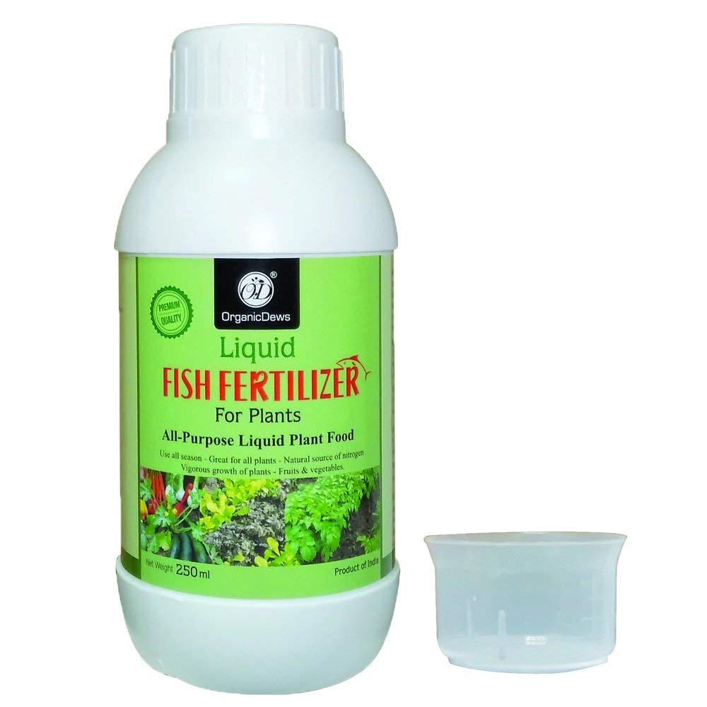OrganicDews Liquid Fish Fertilizer for Plants | 25 ml Measuring Cup Included | All-Purpose Liquid Fertilizer for Plant Growth & Composting