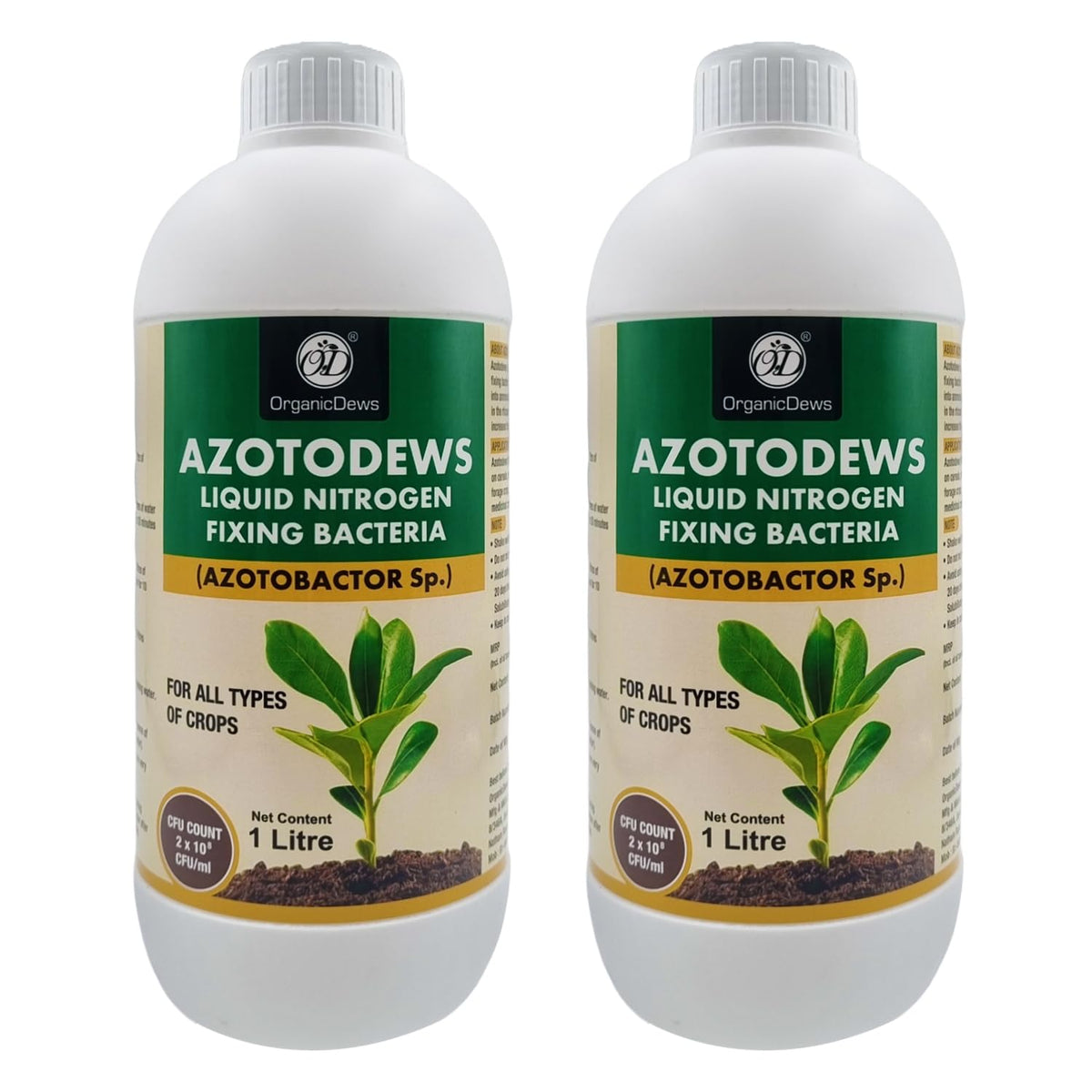 OrganicDews Azotobacter – Nitrogen-Fixing Bacteria (2 × 10⁸ CFU/ML) Liquid Bio Inoculum Fertilizer | Supports Soil Fertility, Root Development & Plant Growth | Azotodews