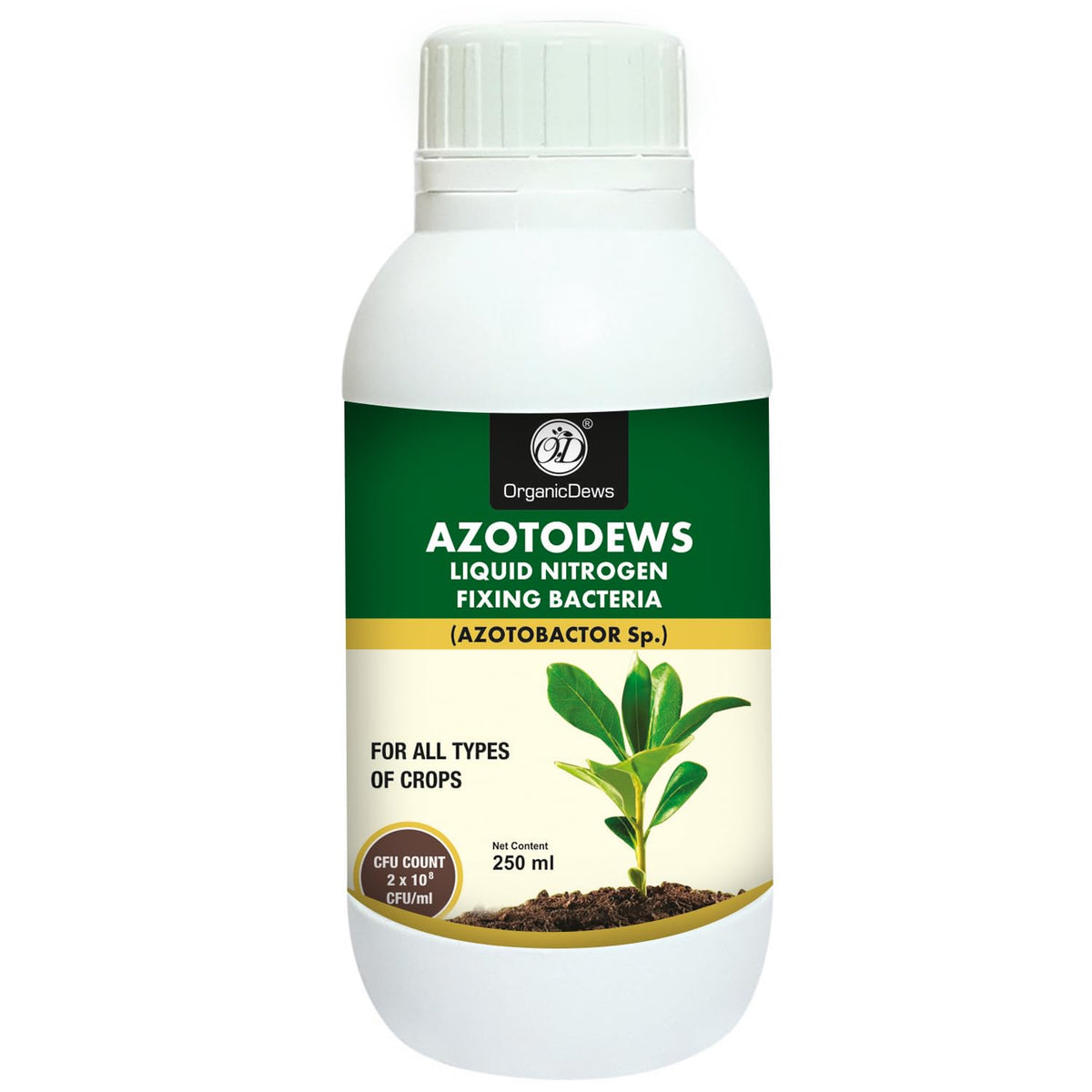OrganicDews Azotobacter – Nitrogen-Fixing Bacteria (2 × 10⁸ CFU/ML) Liquid Bio Inoculum Fertilizer | Supports Soil Fertility, Root Development & Plant Growth | Azotodews