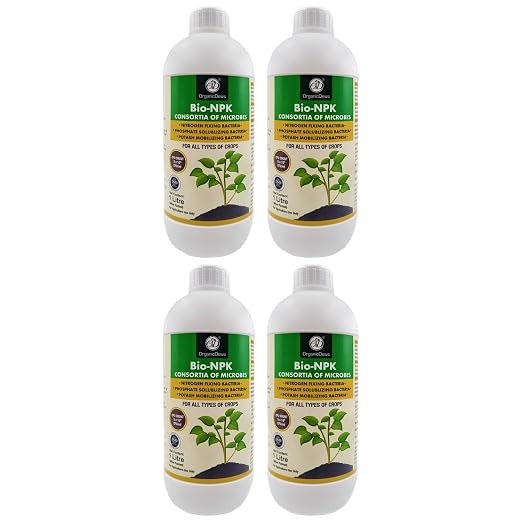 OrganicDews Bio NPK Consortia (5 × 10⁸ CFU/ml) | Bio-Inoculum Fertilizer for Plants | 1 Litre | Improves Soil Fertility & Supports Plant Growth and Yield