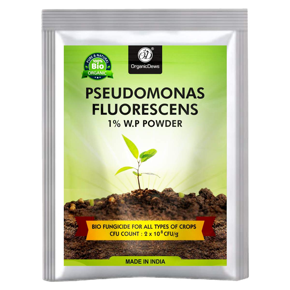 OrganicDews Pseudomonas Fluorescens Powder(2x10 8 CFU/g) for Seeds and Garden Plants - Against Root/Stem Rot, Wilt Fungal Dieases
