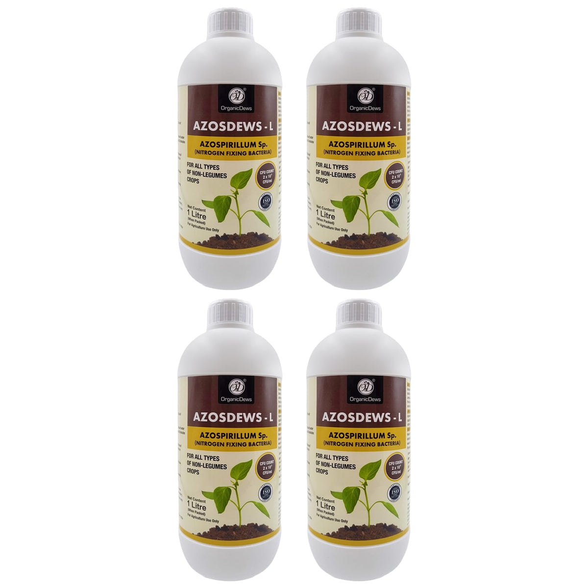 OrganicDews Azospirillum brasilense - Nitrogen Fixing Bacteria (2x10^8 CFU/ML) Bio Fertilizer for Plants - Soil Fertility, Faster Plant Growth and Increases the Yield - Azosdews
