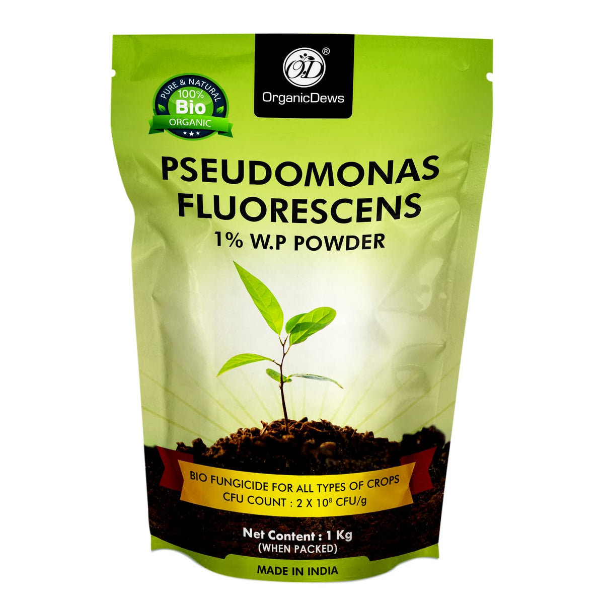OrganicDews Pseudomonas Fluorescens Powder(2x10 8 CFU/g) for Seeds and Garden Plants - Against Root/Stem Rot, Wilt Fungal Dieases
