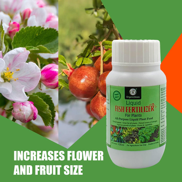 OrganicDews Liquid Fish Fertilizer for Plants | 25 ml Measuring Cup Included | All-Purpose Liquid Fertilizer for Plant Growth & Composting