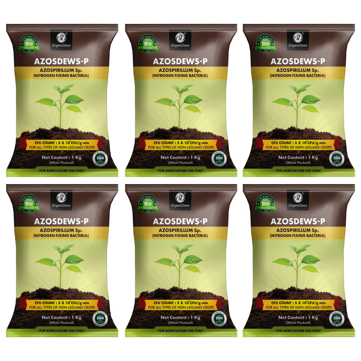 OrganicDews Azospirillum Bio Fertilizer Powder - Nitrogen-Fixing Bacteria (5×10⁷ CFU/g) for Plants - Improves Nitrogen Availability, Soil Fertility, Root Growth & Plant Growth - Azosdews