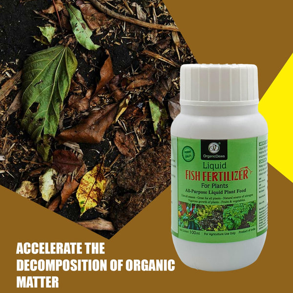 OrganicDews Liquid Fish Fertilizer for Plants | 25 ml Measuring Cup Included | All-Purpose Liquid Fertilizer for Plant Growth & Composting