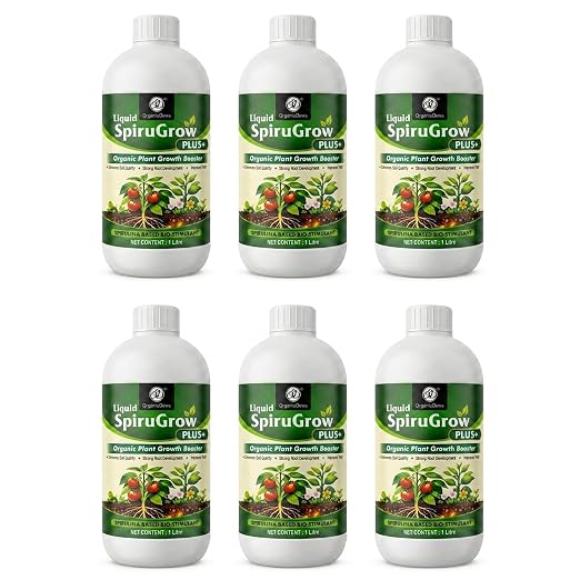 OrganicDews Liquid Spirulina Based Biostimulant for Plants - Organic Plant Growth Booster Improves Root Growth, Leaf Health & Flowering - For Indoor, Outdoor, Terrace & Garden Plants