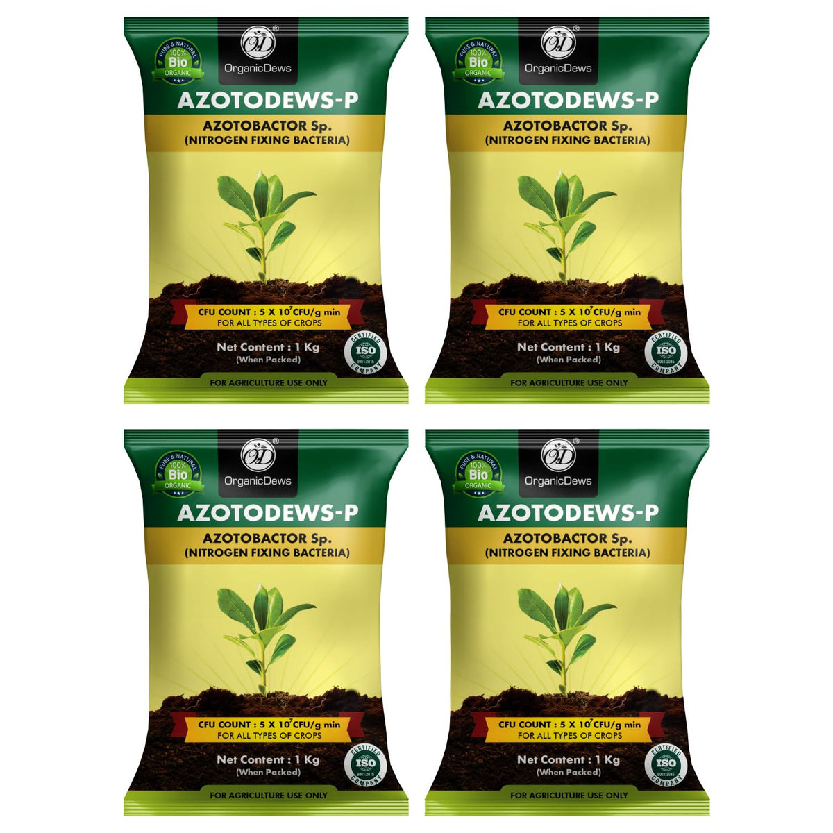 OrganicDews Azotobacter Bio Fertilizer Powder - Nitrogen-Fixing Bacteria (5×10⁷ CFU/g) for Plants - Improves Nitrogen Availability, Soil Fertility, Root Growth & Plant Growth - AzotoDews
