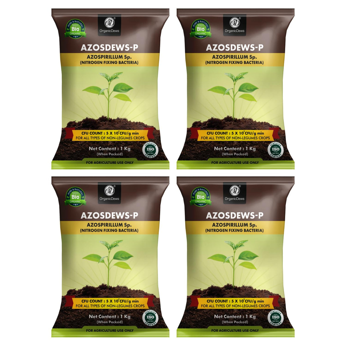 OrganicDews Azospirillum Bio Fertilizer Powder - Nitrogen-Fixing Bacteria (5×10⁷ CFU/g) for Plants - Improves Nitrogen Availability, Soil Fertility, Root Growth & Plant Growth - Azosdews