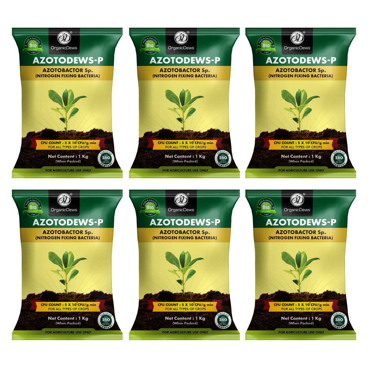 OrganicDews Azotobacter Bio Fertilizer Powder - Nitrogen-Fixing Bacteria (5×10⁷ CFU/g) for Plants - Improves Nitrogen Availability, Soil Fertility, Root Growth & Plant Growth - AzotoDews