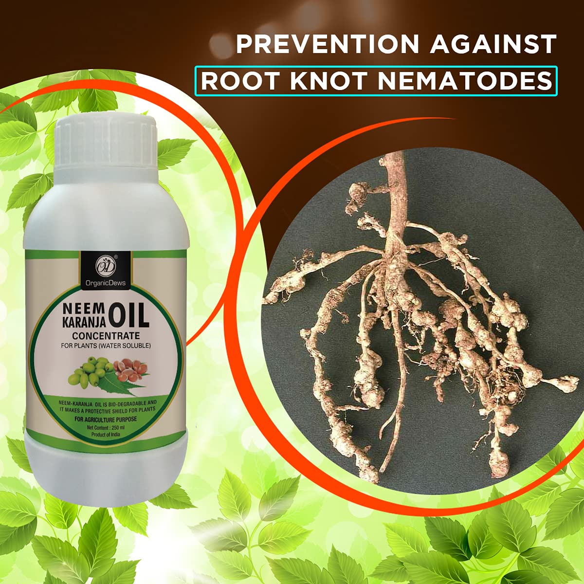 OrganicDews Pure Neem-Karanja Oil Water-Soluble Plant Oil – 250 ml with 25 ml Measuring Cup – Helps Control Garden Insects & Fungal Diseases on Plants – Suitable for Home Gardens & Farming