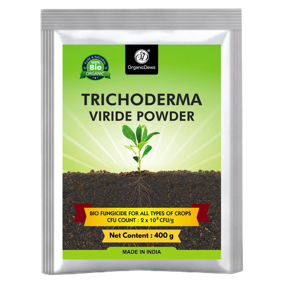 OrganicDews Trichoderma Viride Powder (2 x 10^8 CFU per Gram) For Plants