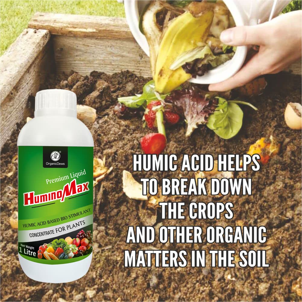 OrganicDews Liquid Humic Acid Fertilizer | Bio-Stimulant Concentrate for Plants | 25 ml Measuring Cup Included | Plant Growth Enhancer & Soil Conditioner for Indoor & Outdoor Plants
