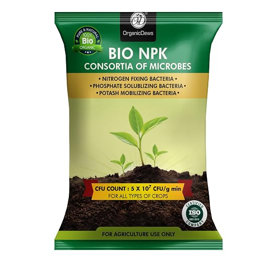 OrganicDews Bio NPK Consortia (5x10^7 CFU/g) Bio Fertilizer – Bio Inoculum for Plants – Improves Soil Fertility, Supports Plant Growth & Enhances Nutrient Availability