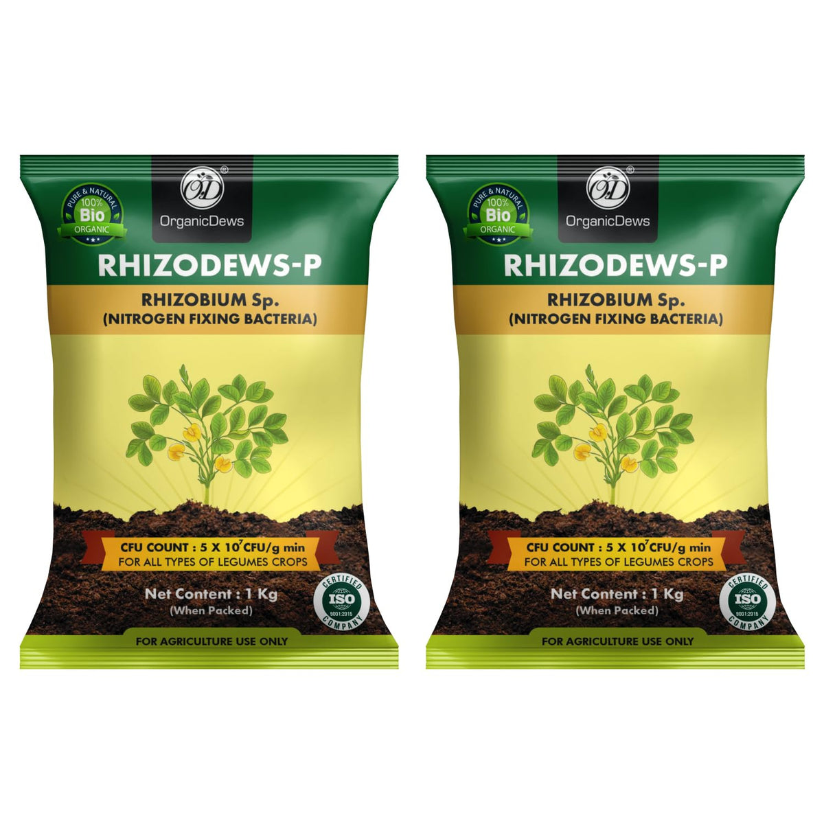 OrganicDews Rhizobium leguminosarum Bio Fertilizer Powder - Nitrogen-Fixing Bacteria (5×10⁷ CFU/g) for Legume Plants - Improves Nitrogen Availability, Root Development, Soil Fertility & Plant Growth - Rhizodews