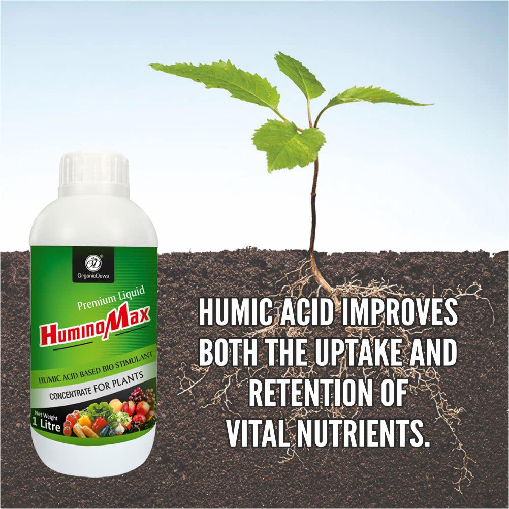 OrganicDews Liquid Humic Acid Fertilizer | Bio-Stimulant Concentrate for Plants | 25 ml Measuring Cup Included | Plant Growth Enhancer & Soil Conditioner for Indoor & Outdoor Plants