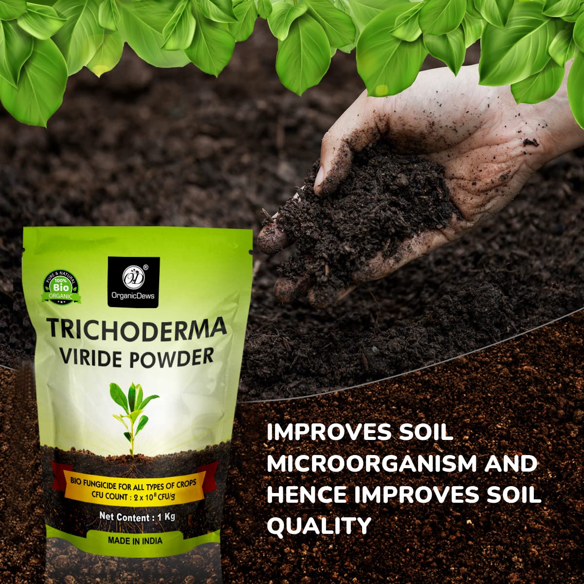 OrganicDews Trichoderma Viride Powder (2 x 10^8 CFU per Gram) For Plants