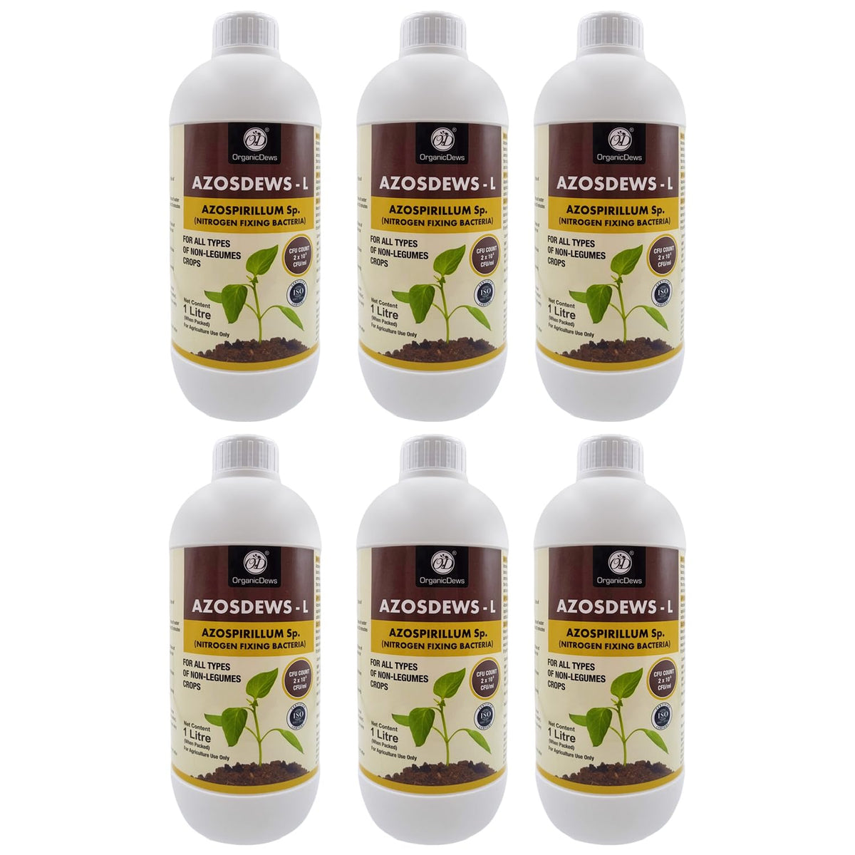 OrganicDews Azospirillum brasilense - Nitrogen Fixing Bacteria (2x10^8 CFU/ML) Bio Fertilizer for Plants - Soil Fertility, Faster Plant Growth and Increases the Yield - Azosdews