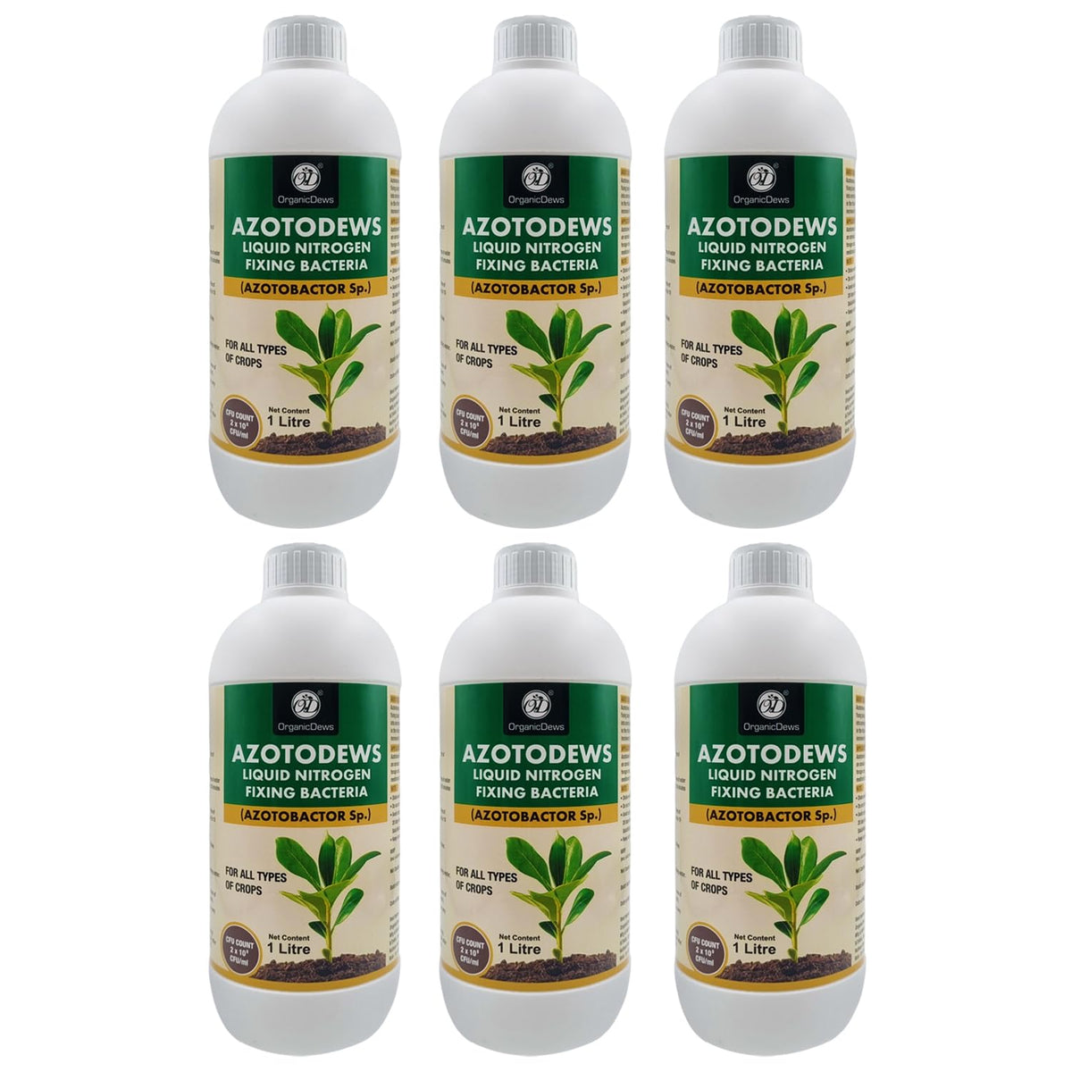 OrganicDews Azotobacter – Nitrogen-Fixing Bacteria (2 × 10⁸ CFU/ML) Liquid Bio Inoculum Fertilizer | Supports Soil Fertility, Root Development & Plant Growth | Azotodews