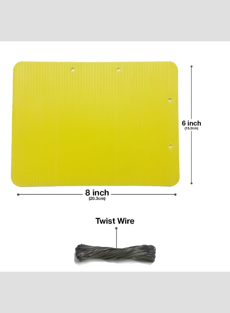 OrganicDews Yellow Double-Sided Sticky Glue Bug Trap (8 x 6 Inches) with Twist Tie – Flying Insect Trap for Gnats, Thrips, Fruit Flies & Other Flying Insects – Indoor & Outdoor Use