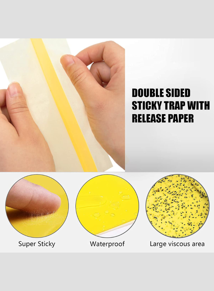 OrganicDews Yellow Double-Sided Sticky Glue Bug Trap (8 x 6 Inches) with Twist Tie – Flying Insect Trap for Gnats, Thrips, Fruit Flies & Other Flying Insects – Indoor & Outdoor Use